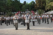 Deutsch: Konzert der Militärmusikkapelle Salzburg im Kurpark Baden, davor Aufstellung am Josefsplatz und Marsch durch die Fußgängerzone