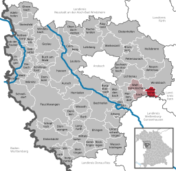 Läget för Mitteleschenbach i Landkreis Ansbach