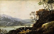 Paysage au bord d'un fleuve by Abraham Bloemaert. Early 17th century