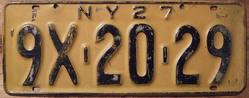 File:NEW YORK 1927 LICENSE PLATE - Flickr - woody1778a.jpg