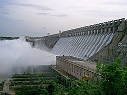 Krafthaus am linken Ufer des Nagarjuna Sagar Damms