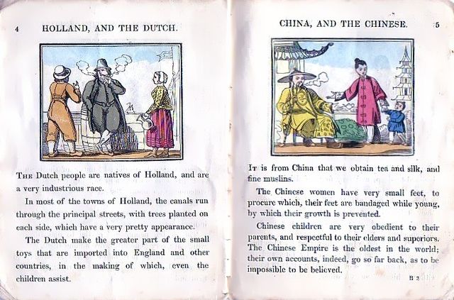 A 19th-century British children's book informs its readers that the Dutch are a "very industrious race", and that Chinese children are "very obedient 