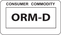 Labels for ORM-D. The bottom label, ORM-D-AIR, was for packages that could also be safely sent via aircraft.