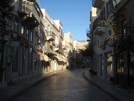 Protopapadaki street, one of the central streets of Ermoupoli