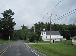 PA 729 northbound and church in Lumber City