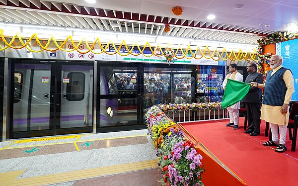 Metro rake flagged off from Esplanade metro station