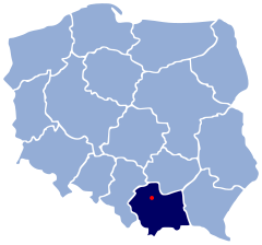 Localização de Cracóvia na Polónia