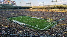 Lambeau Field in Green Bay is home to the National Football League's Packers. Packers vs Patriots.jpg