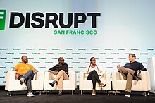 Paga Founder and CEO Tayo Oviosu, Cellulant Co-founder and CEO Ken Njoroge, Helios Investment Partners Vice President Fope Adelowo, and moderator Jake Bright at TechCrunch Disrupt SF.jpg