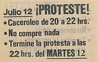 Pamphlet calling for a protest of economic policy in 1983 following the economic crisis Panfleto Tercera Jornada Protesta Nacional.jpg