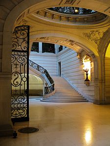 One of the two stairways to the Grand Amphitheater of the Sorbonne