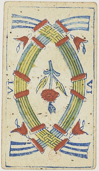 File:Piedmontese tarot deck - Solesio - 1865 - 6 of Swords.jpg