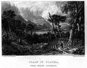Plain of Plataea, from Mount Cithaeron engraving by William Miller after H W Williams.jpg