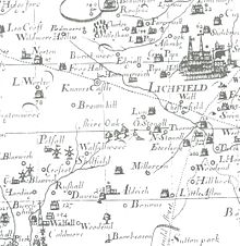 Robert Plot's 1680 map of Staffordshire shows Brownhill.