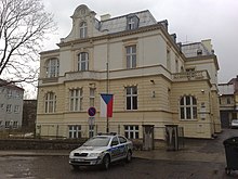 Czech Police station in Teplice Policie Teplice, statni smutek.jpg