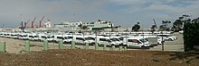 Various vehicles are shipped in and out of the Port on large ships. Port of Hueneme Yard.jpg