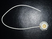Portal system. It is installed under the skin, with the tube connected to a vein. External access is with a needle through the yellow membrane. Porta cath.jpg