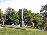 Porter family plot and obelisk in Prospect Cemetery, Brackenridge, Pennsylvania