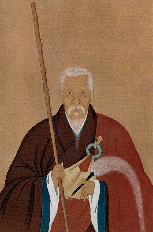 Portrait of Chinese monk Yinyuan (Ingen), who founded the Ōbaku school