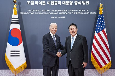 President Yoon Suk Yeol meets with U.S. President Joe Biden in Seoul.