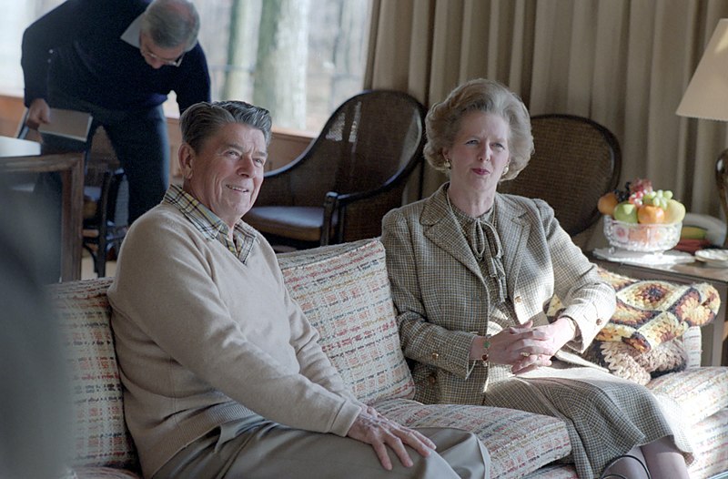 File:President Ronald Reagan with Prime Minister Margaret Thatcher During a Working Luncheon at Camp David.jpg