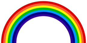 The conventional gradient colors of the rainbow symbol Rainbow-diagram-ROYGBIV.svg