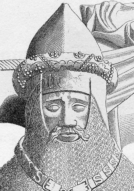 Ralph Neville, 1st Earl of Westmorland, wearing the Lancastrian Collar of Esses; detail of his effigy at Staindrop Church, County Durham
