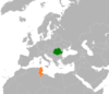 Location map for Romania and Tunisia.