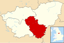 Metropolitan Borough of Rotherham within South Yorkshire and England Rotherham UK locator map.svg