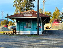 The Schellville Depot, with NWP #2009 in the background. Schellville Depot.jpg