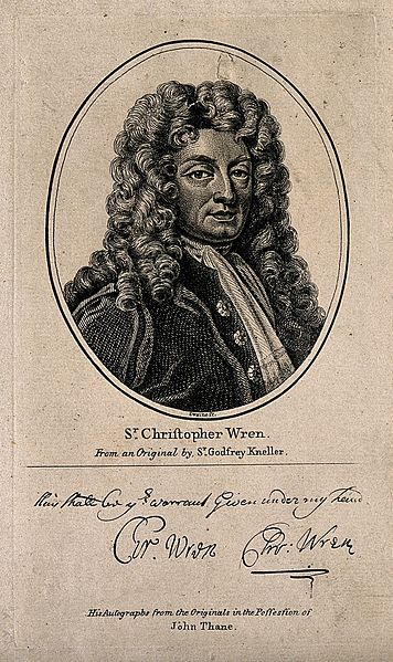 File:Sir Christopher Wren. Line engraving after Sir G. Kneller, 1 Wellcome V0006657EL.jpg