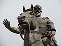 Particolare della statua equestre di Castriota a Skopje, Macedonia.