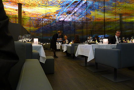 Le Loft at the Sofitel is one of the few hotel restaurants with a view over Vienna - and an otherworldly ambiance afforded by its painted and lit ceiling