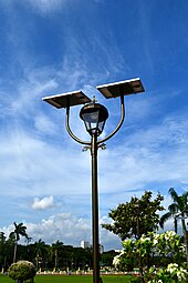 A solar lamp in Rizal Park, Philippines SolarLampLuneta.JPG