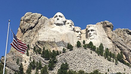 Roosevelt on Mount Rushmore (third from left)