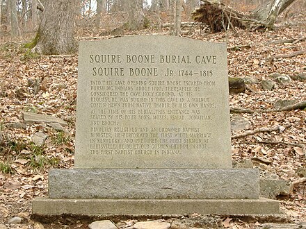Original burial site marker of Squire Boone