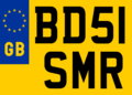 This format is used for motorcycles and other vehicles where a narrower plate is required (showing optional EU symbol).