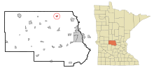 Stearns County Minnesota Incorporated and Unincorporated areas Holdingford Highlighted.svg