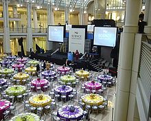 The 2002 Intel Science Talent Search finalist banquet held at the Ronald Reagan Building in Washington, D.C., where the ten winners were announced and all 40 finalists were acknowledged Stsbanquet.jpg