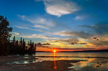 Sunset on the Waskesiu Lake in Prince Albert National Park