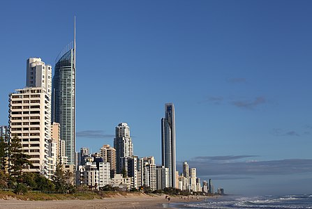 The skyline and beach of Surfers Paradise, Gold Coast, Australia