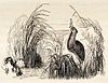 Woodcut of a bittern swallowing a frog, in Yarrell's History of British Birds