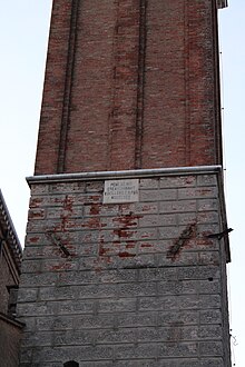 Plaque Campanile di San Giacomo avec année de construction