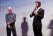 James Napier Robertson on stage with James Cameron