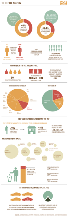 Food waste infographic produced by Next Generation Food, 2010 The Big Food Wasters.png