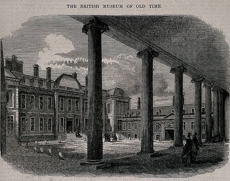 File:The British Museum at Montague House; the courtyard. Wood en Wellcome V0013515.jpg