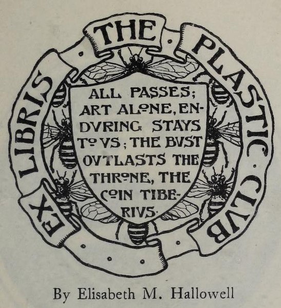 File:The Plastic Club. Ex Libris, all passes; art alone, enduring stays to us; the bust outlasts the throne, the coin tiberius, by Elisabeth M. Hallowell, Womendesignersof00ston 0053 (cropped).jpg