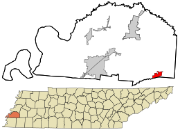 Location in Tipton County and the state of ٹینیسی.