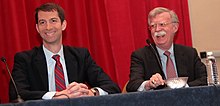 Senator Cotton and former ambassador to the United Nations John R. Bolton at the 2015 Conservative Political Action Conference (CPAC) U.S. Senator Tom Cotton and former Ambassador to the U.N. John Bolton speaking at the 2015 Conservative Political Action Conference (CPAC) in Maryland.jpg