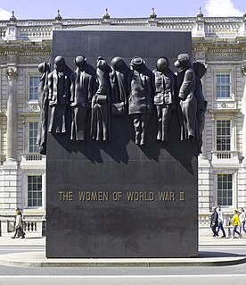 Monument to the Women of World War II British national war memorial situated on Whitehall in London, UK